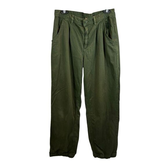 Ladies Free People Army Green High Rise Pleat Front Pants Size 6 - Picture 2 of 11